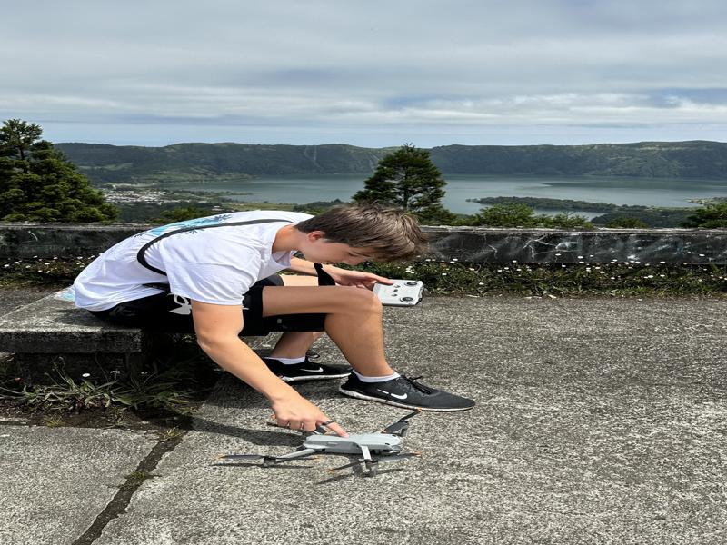 Flying the drone from the hotel roof