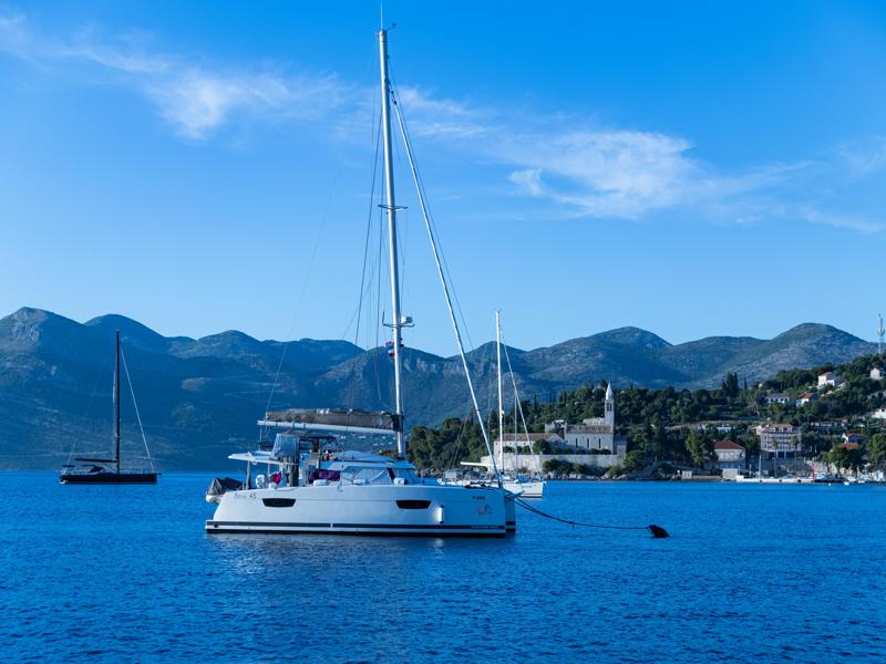 Our boat moored on Lopud