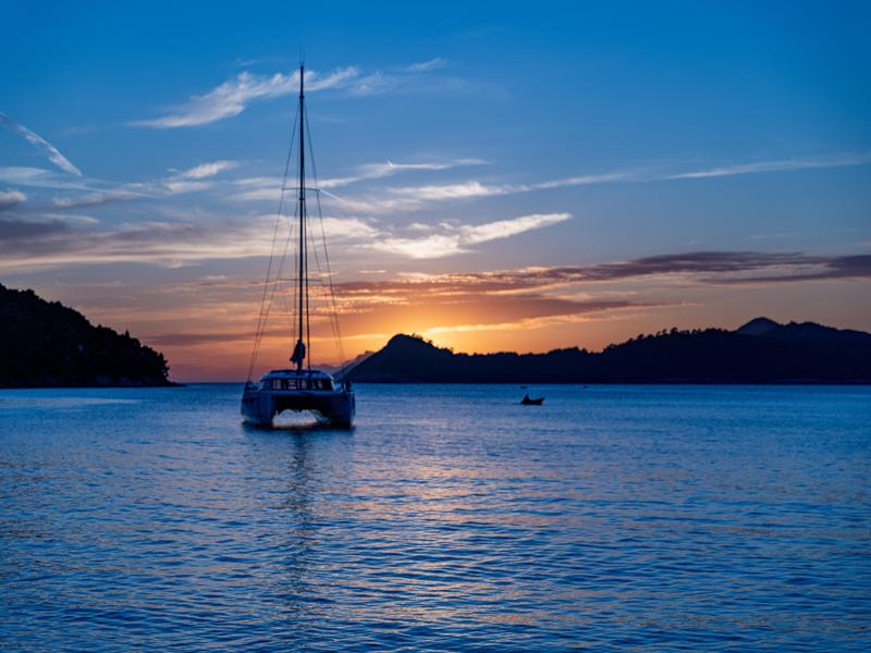 Our catamaran at sunset