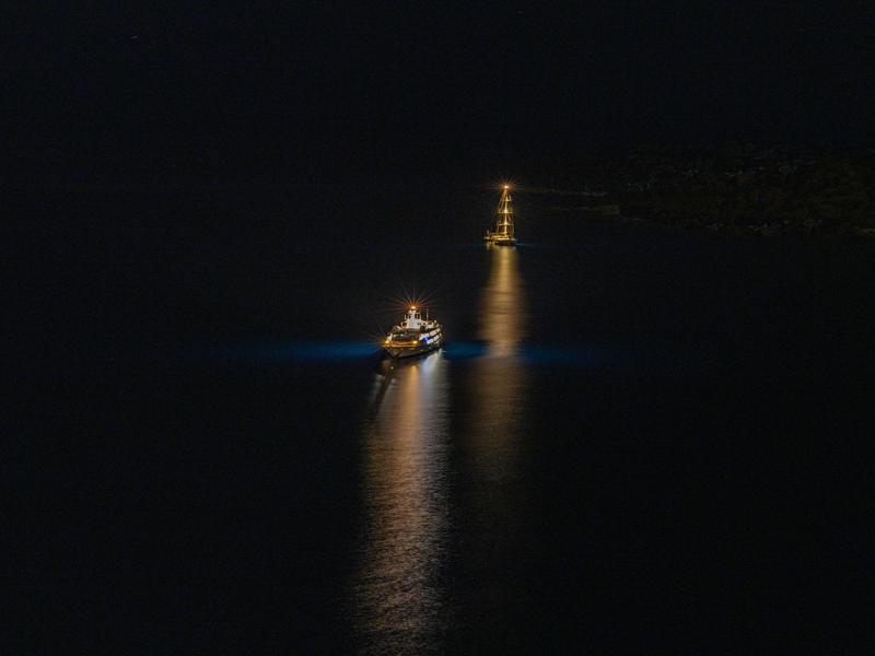 Boats at night