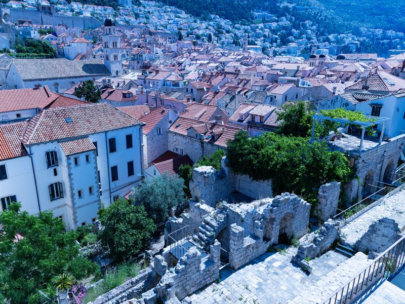 Some ruins and looking down into the city