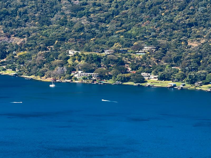 Our hotel from across the lake