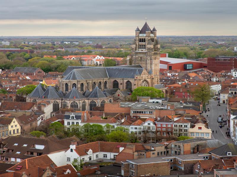 We went up the belfry tower at sunset