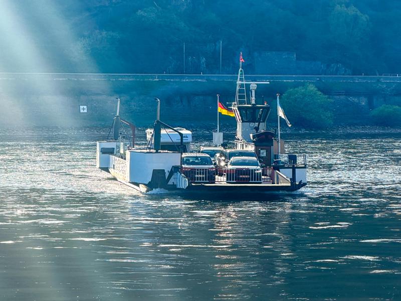 We had to take a car ferry across the river