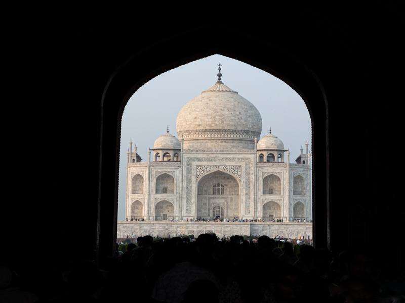 Entering the Taj