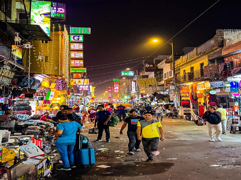 Crowded street near the train station