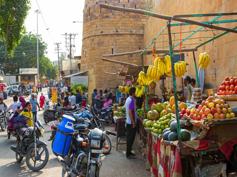 Fruit stands outside the fort