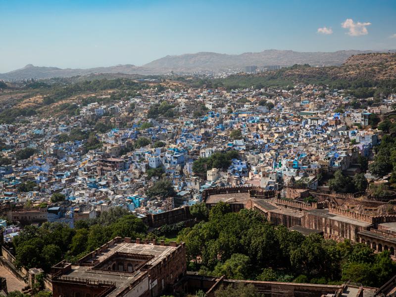 View of the blue city