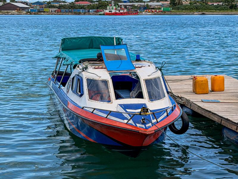 The speedboat to take us 3 hours to our small island