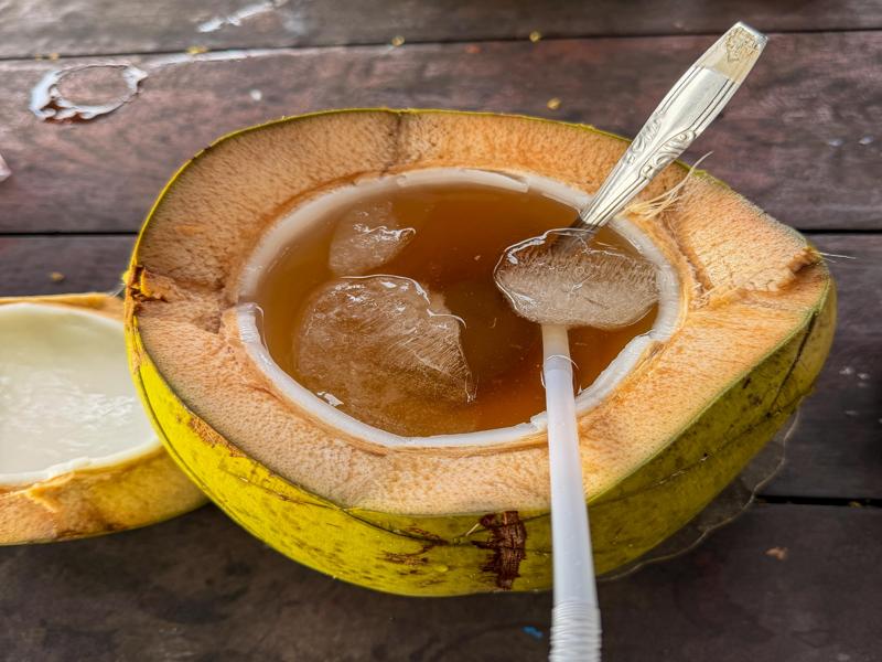 They served it with ice and some sugar syrup