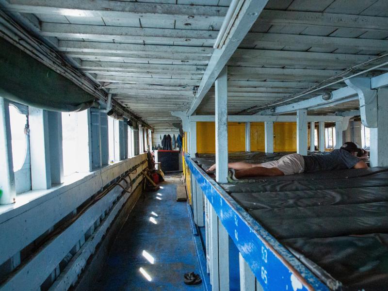 On the ferry there are only mats no seats