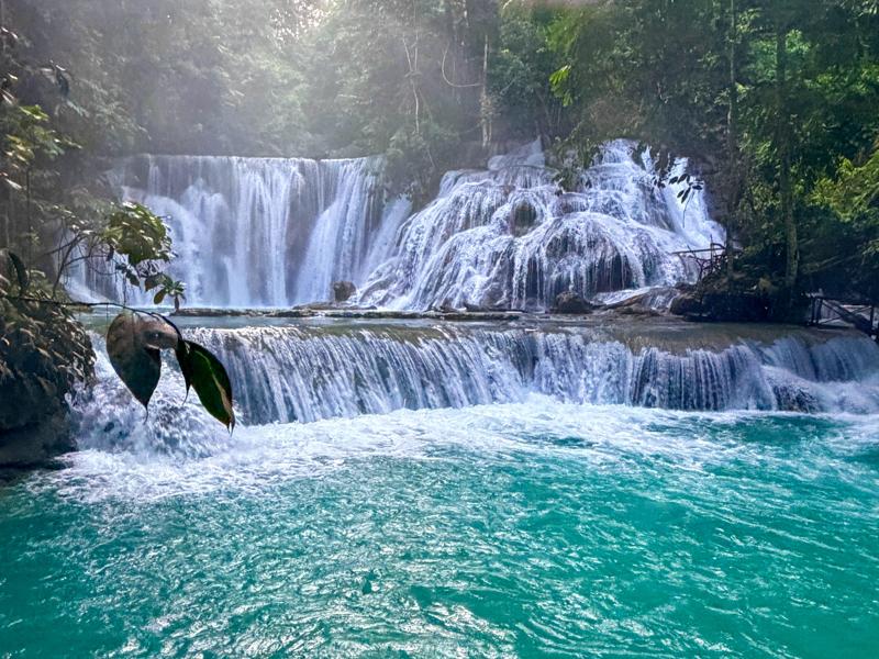 We took a motorbike to the nearby waterfalls