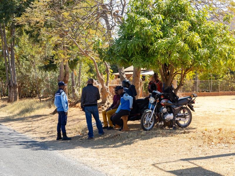 There are police stops along the way checking documents