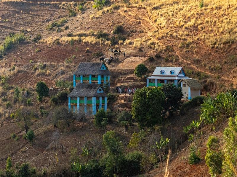 Some colorful homes along the terraces