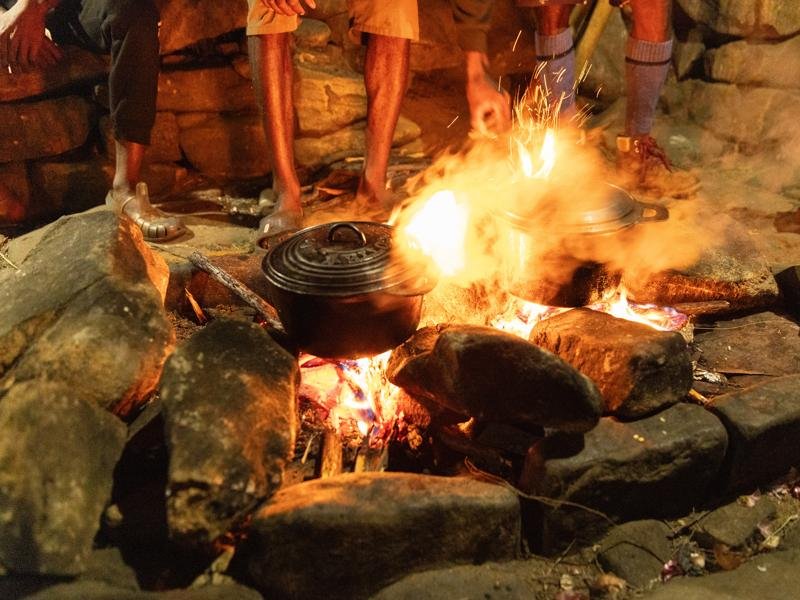 The porters also cooked every meal over the campfire