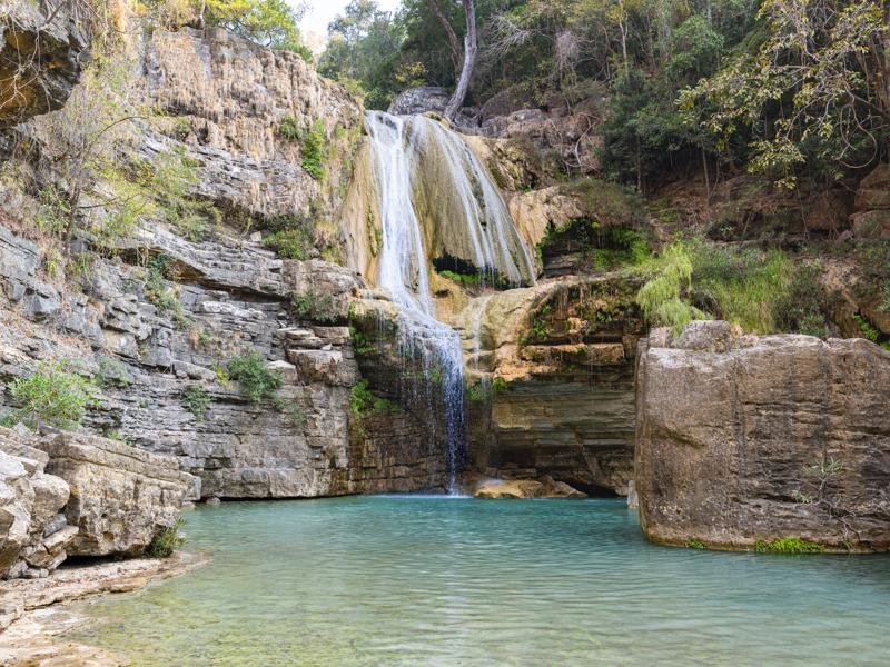 The waterfall and pool