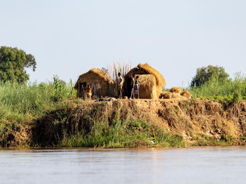 Typical homes along the river