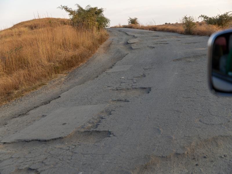 What many of the paved roads look like, not great!