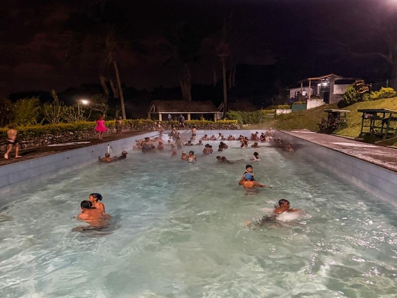 Lots of locals in the pool