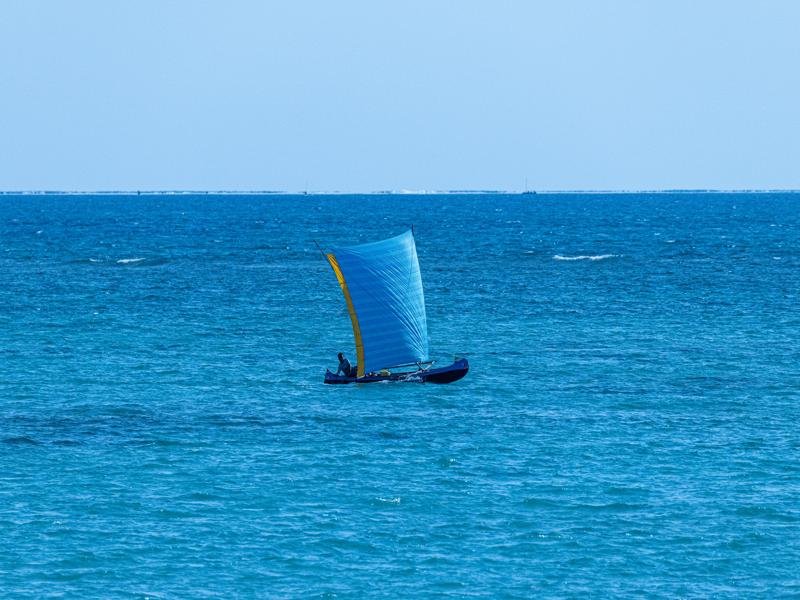 Canoe with the quad-sail