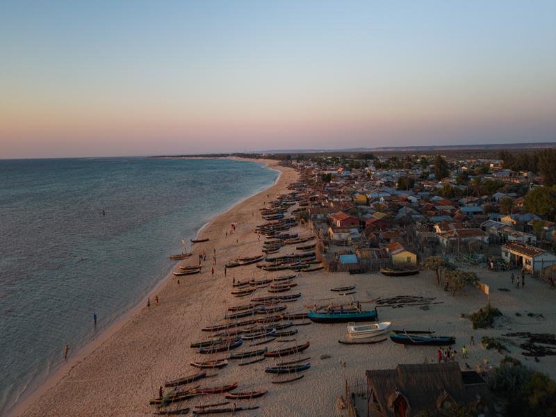 Drone shots of all the local boats and town