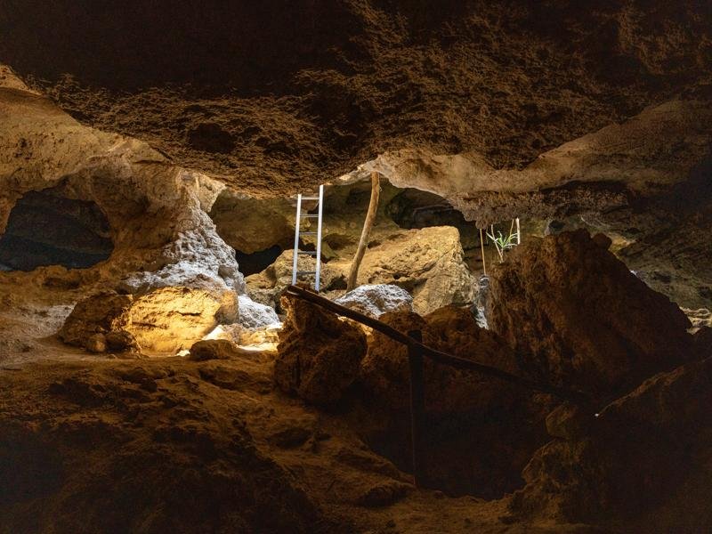 Inside the cave tunnel