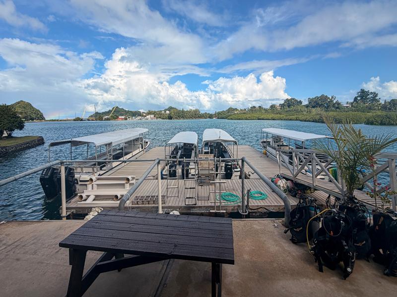 Dive boats at Palau Pacific Divers