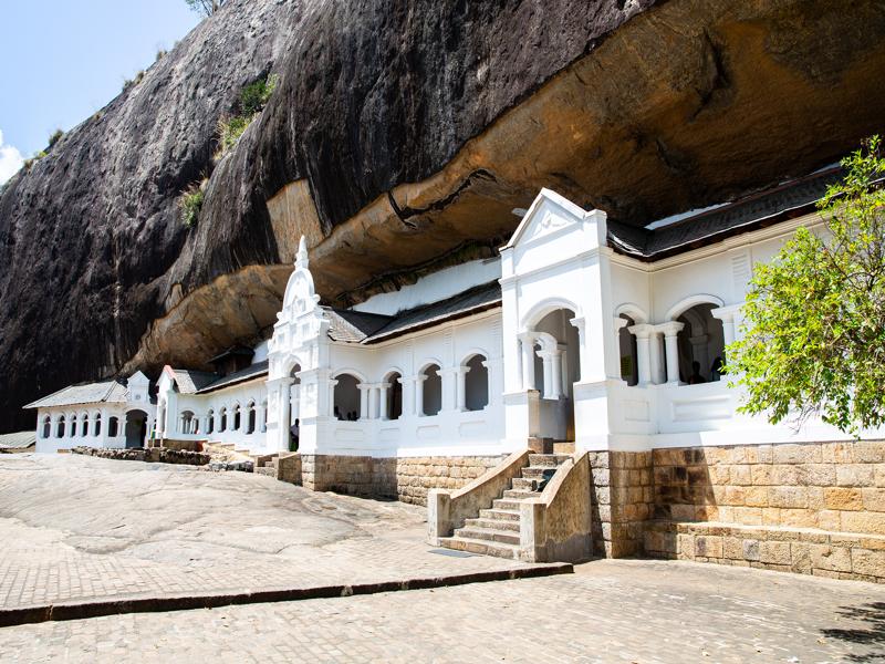 The temples built into the rock caves