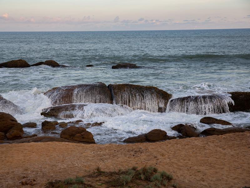 Waves crashing over the rocks