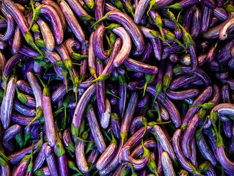 Eggplants at the market in Colombo
