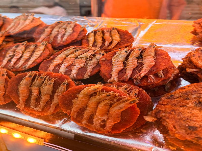 Up close of the shrimp patties