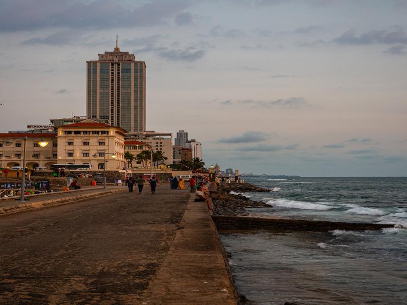 Walking along the Colombo sea front